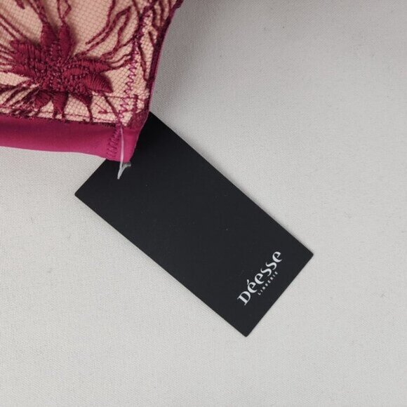 Deesse Burgundy Lace Bra Size 44DDD - Picture 2 of 6